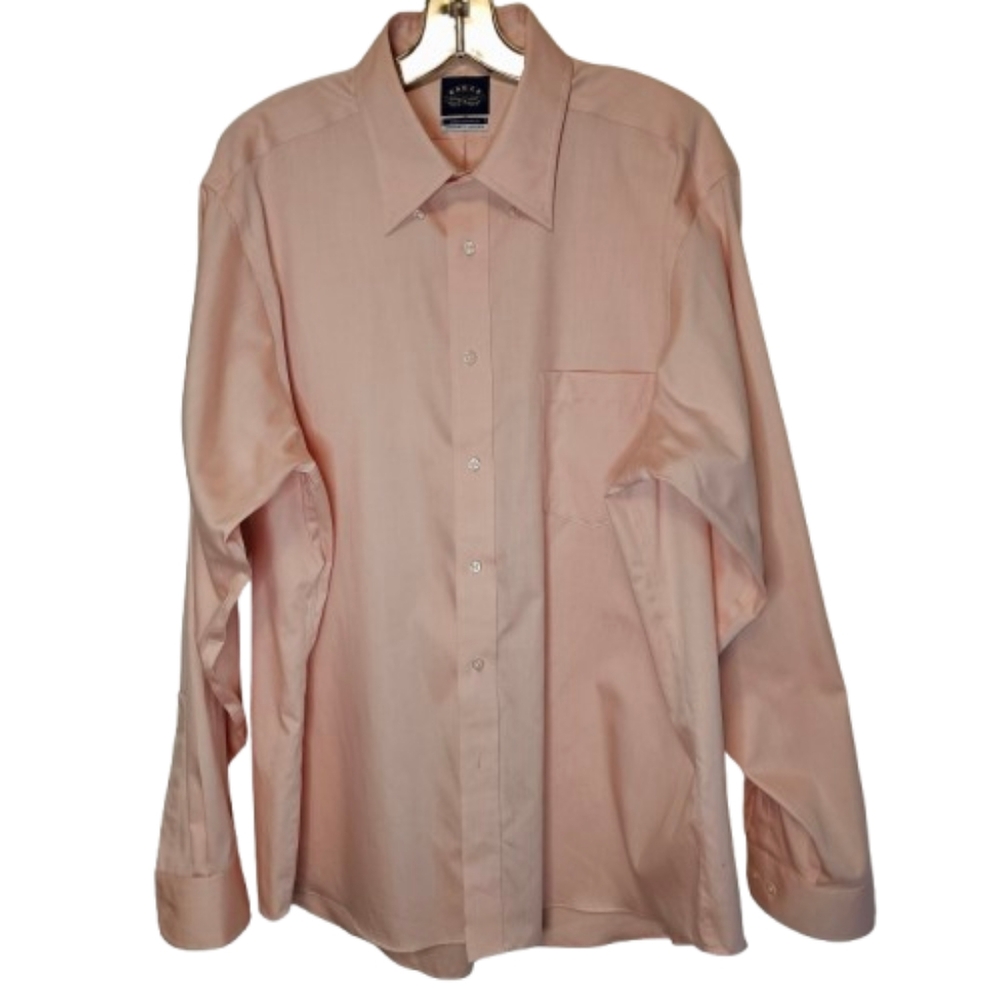 ​Eagle Shirtmaker Non-Iron Button Down Shirt Men's Large Salmon Long Sleeve